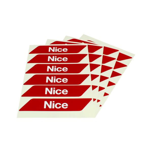 Červené bezpečnostní reflexní etikety NICE WA10 na závory Nice, 24 ks