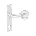 Feldmann 56642-240 - nerezová pevná lomená dverná guľa s hranatým štítkom pre cylindrickú vložku, pre krídlové bránky a dvere
