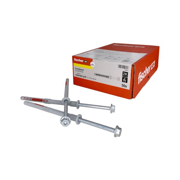 Fischer DuoXpand 10x140 FUS (balení 50 ks) – rámové hmoždinky s pozinkovaným šroubem s šestihrannou hlavou SW13 / TORX T40