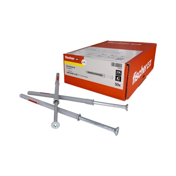 Fischer DuoXpand 10x160 T (balení 50 ks) – rámové hmoždinky s pozinkovaným šroubem se zápustnou hlavou TORX T40