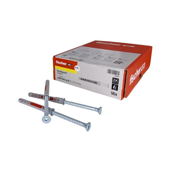 Fischer DuoXpand 10x80 T (balení 50 ks) – rámové hmoždinky s pozinkovaným šroubem se zápustnou hlavou TORX T40