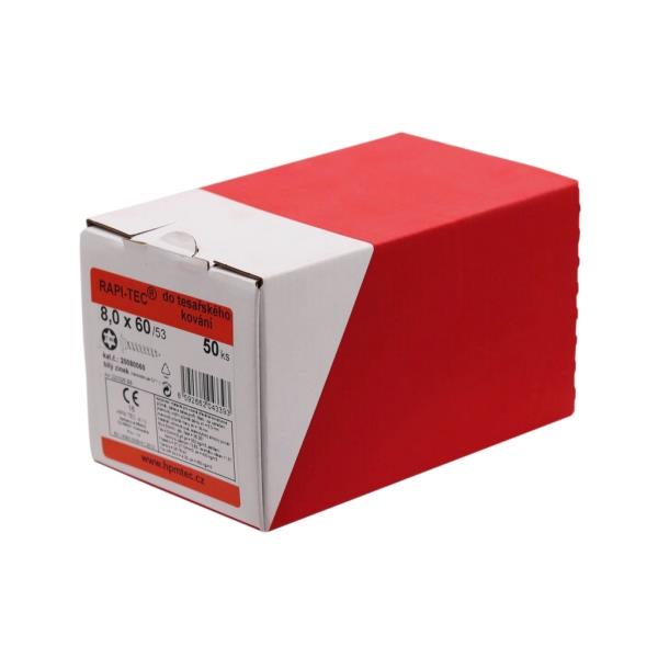 HPM TEC RAPI-TEC 8,0x60/54 (balení 50 ks) - stavební vruty do tesařského kování, pozink, talířová hlava s osazením, TORX T40