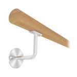 KP-41331_300 - nerezové zábradlie na stenu, dubové madlo pr. 42 mm, guľaté držiaky, dĺžka 300 cm