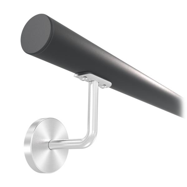 KP-42111_100 - lakované zábradlí na stěnu, nerezové madlo pr. 42,4 mm, antracit RAL7016, kulaté držáky s krycí rozetou, délka 100 cm