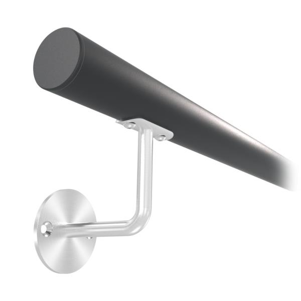 KP-42311_200 - lakované zábradlí na stěnu, nerezové madlo pr. 42,4 mm, antracit RAL7016, kulaté držáky, délka 200 cm