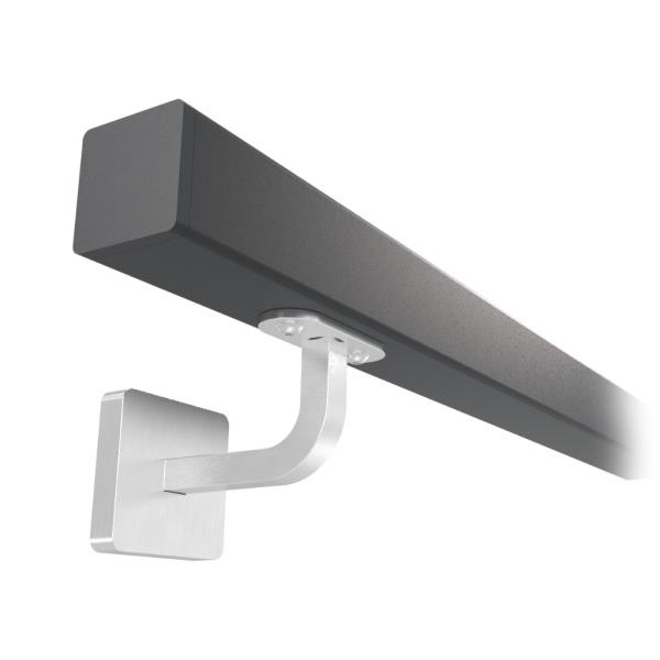 KP-42561_100 - lakované zábradlí na stěnu, nerezové madlo pr. 40x40 mm, antracit RAL7016, hranaté držáky s krycí rozetou, délka 100 cm