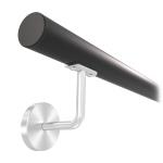 KP-43111 - lakované zábradlie na stenu, nerezové madlo pr. 42,4 mm, čierne RAL9005, guľaté držiaky s krycou rozetou