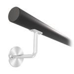 KP-43311 - lakované zábradlie na stenu, nerezové madlo pr. 42,4 mm, čierne RAL9005, guľaté držiaky