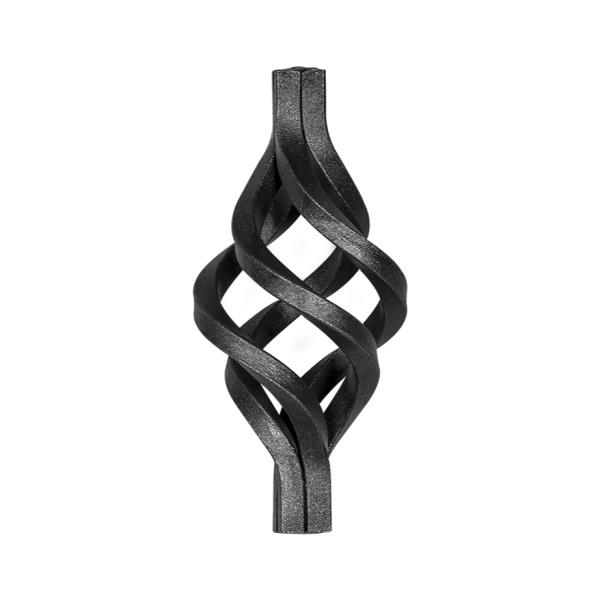 Ozdobný košík pro kovaný plot, bránu, zábradlí a mříže 12.082, pr. 16x16 mm, 145 x 65 mm