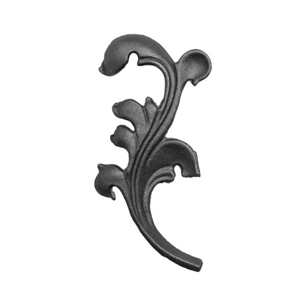 Ozdobný list pro kovaný plot, bránu, zábradlí a mříže 52.021, 220x105 x 4 mm, levý