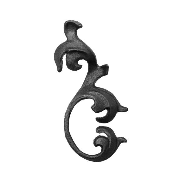 Ozdobný list pro kovaný plot, bránu, zábradlí a mříže 52.024, 180x85 x 4 mm, pravý