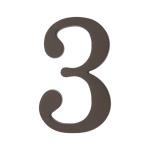 PSG 64.123 - plastová 3D číslica 3, číslo na dom, výška 180 mm, hnedá