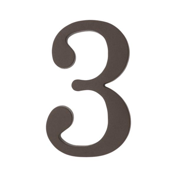 PSG 64.123 - plastová 3D číslice 3, číslo na dům, výška 180 mm, hnědá