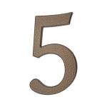PSG 64.145 - hliníková 3D číslica 5, číslo na dom, výška 190 mm, hnedá