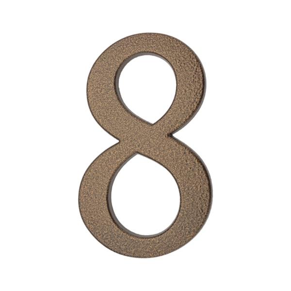 PSG 64.148 - hliníková 3D číslice 8, číslo na dům, výška 190 mm, hnědá