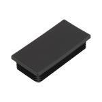 Rebrovaná obdĺžniková plastová zátka - plochá 100x40 mm čierna erodovaná, na hranoly, jekly, stĺpiky a rúrky