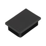 Rebrovaná obdĺžniková plastová zátka - plochá 40x30 mm čierna erodovaná, na hranoly, jekly, stĺpiky a rúrky