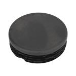 Rebrovaná okrúhla plastová zátka - plochá pr.22 mm čierna leštená, na hranoly, jekly, stĺpiky a rúrky