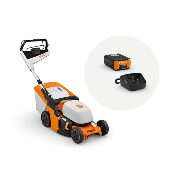 STIHL RMA 443.3 PV – AKU sekačka s pojezdem 1,45 kW, záběr 41 cm, koš 52 l + akumulátor AP 200 S + nabíječka AL 101