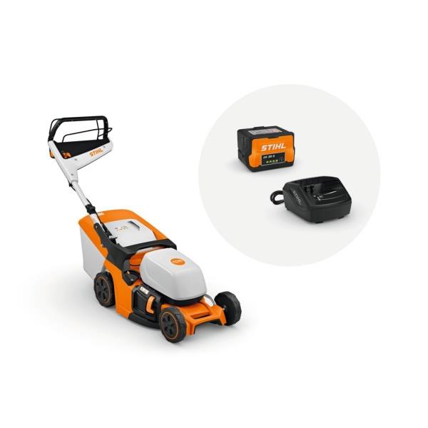 STIHL RMA 443.3 V – AKU sekačka s pojezdem 1,2 kW, záběr 41 cm, koš 52 l + akumulátor AK 30 S + nabíječka AL 101