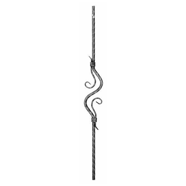 Zdobená tyč pro kované ploty, brány a zábradlí 21.117, 950x95 mm, pr.12x12 mm
